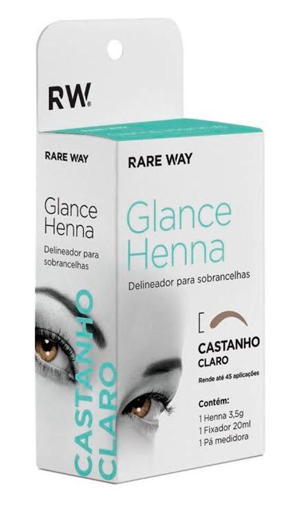 HENNA PARA SOBRANCELHAS GLANCE (CASTANHO CLARO) - RARE WAY