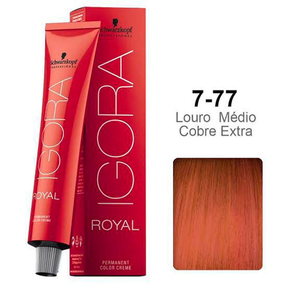 Coloração Igora Royal 7-77 Louro Médio Cobre Extra- 60gr