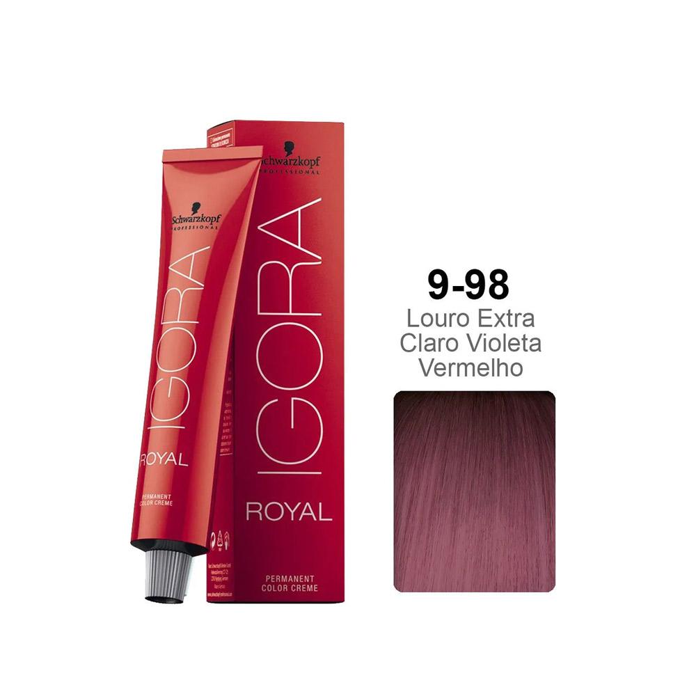 Coloração Igora Royal 9-98 Louro Extra Claro Violeta Vermelho- 60gr