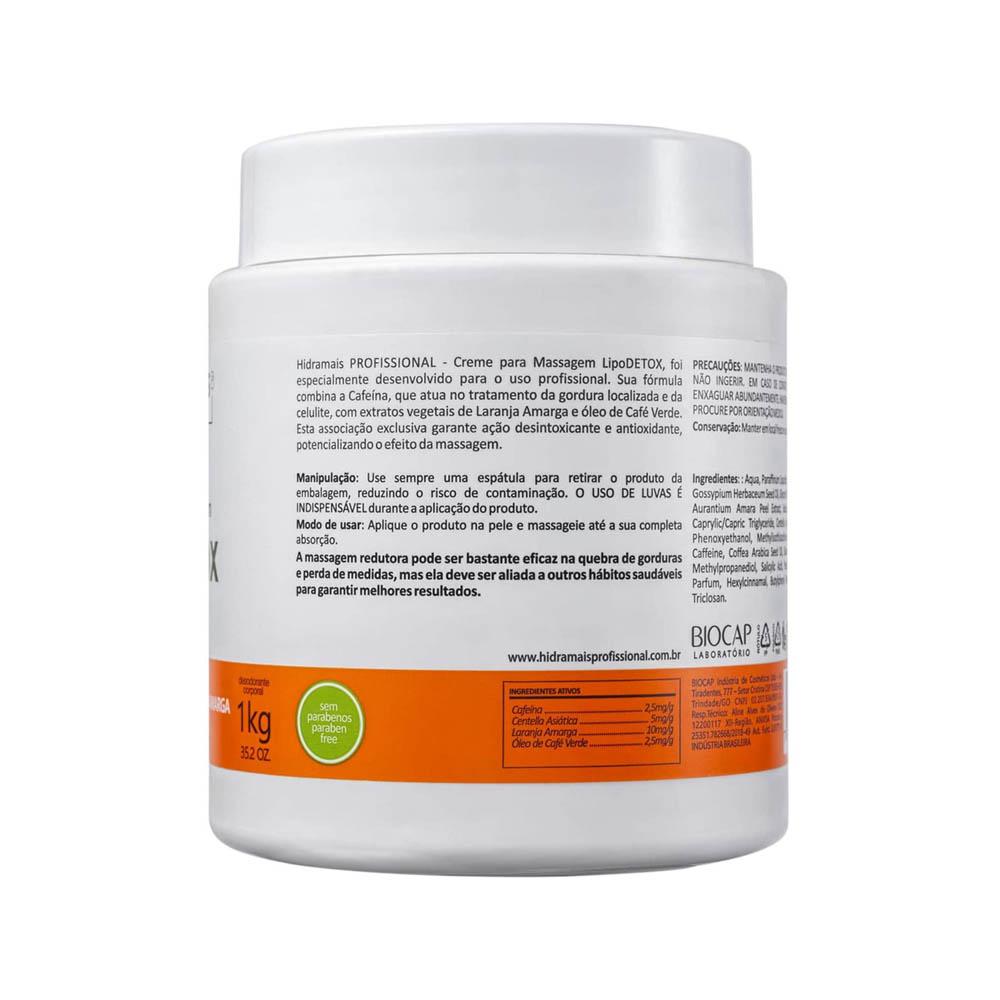 Creme Para Massagem Lipodetox Hidramais Profissional - 1kg