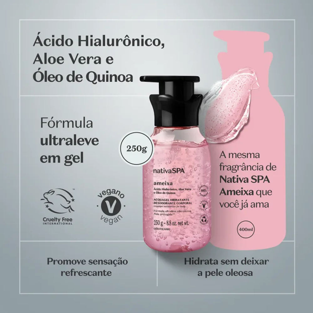 Boticário Acquagel Hidratante Desodorante Corporal Nativa Spa Ameixa - 250g