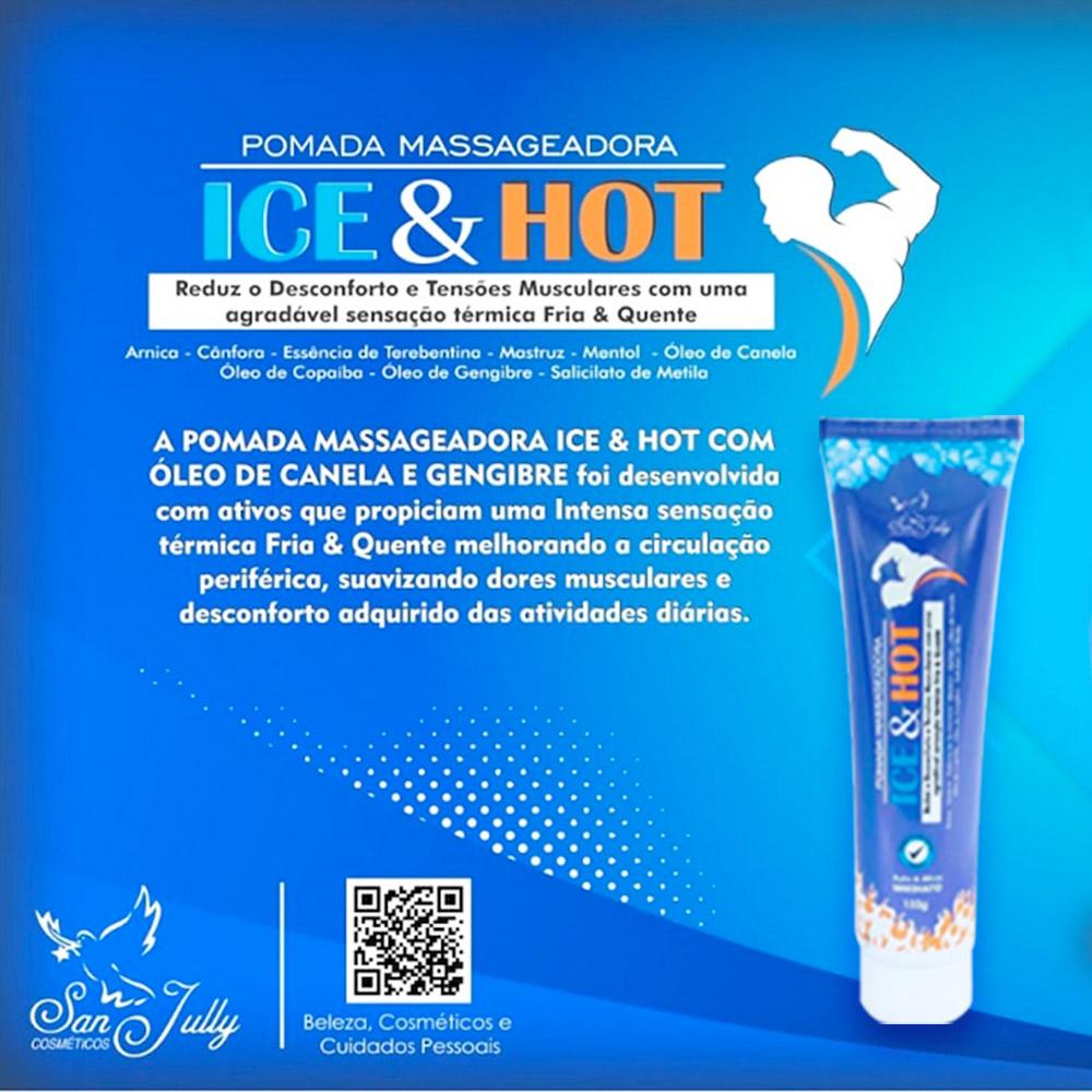 Kit Com 3 Creme Massageador Efeito Gelo Quente Ice e Hot 150g