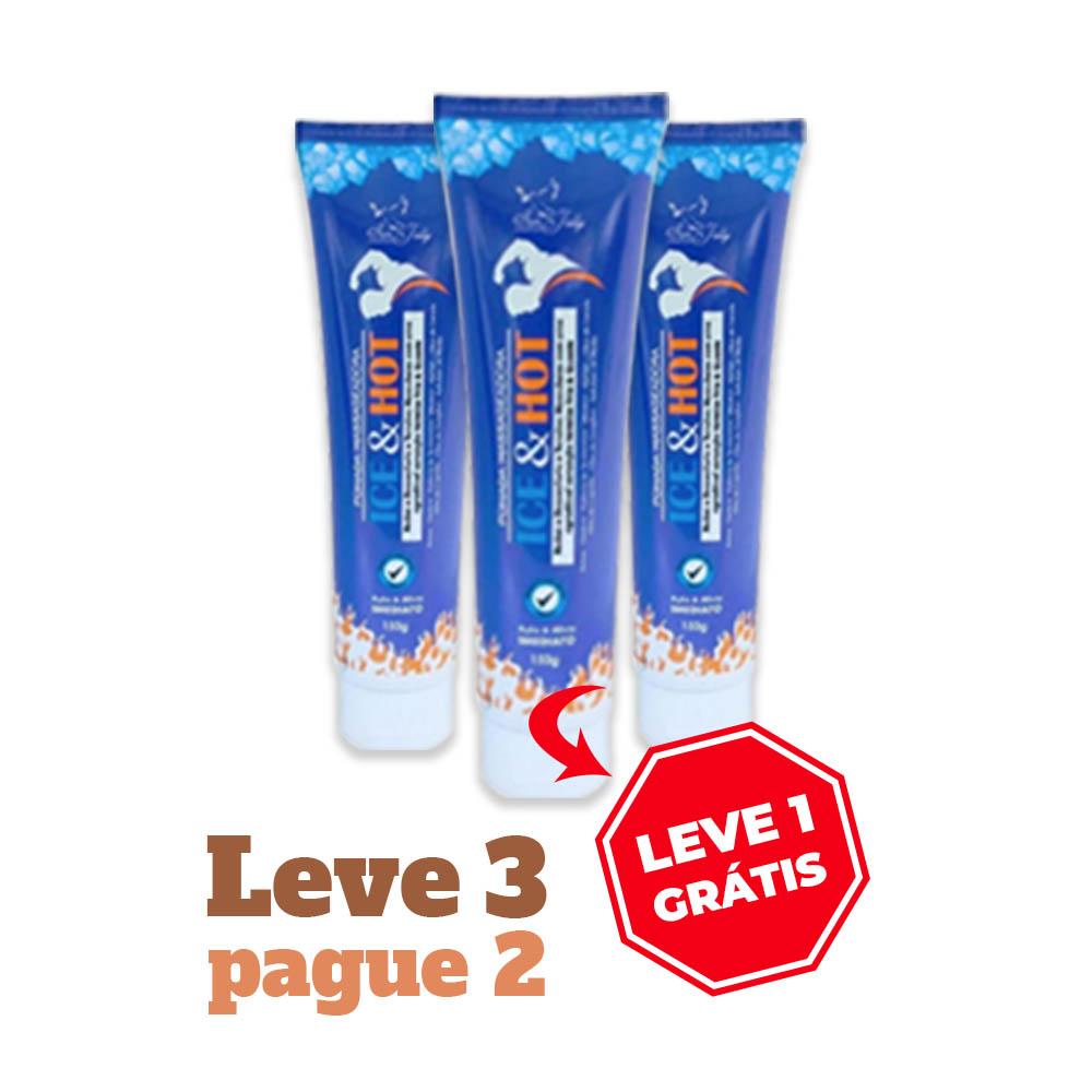 Kit Com 3 Creme Massageador Efeito Gelo Quente Ice e Hot 150g
