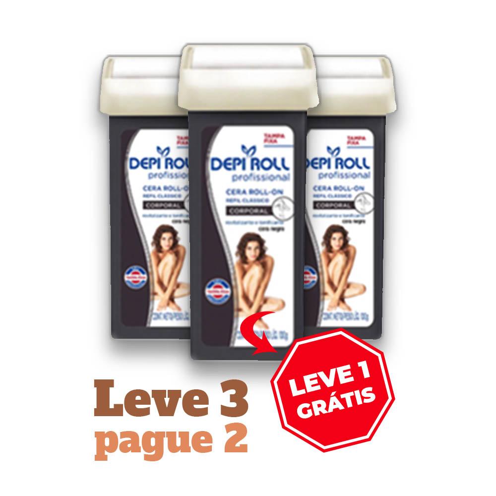  Kit Com 3 Cera Depi Roll Refil Negra - 100g