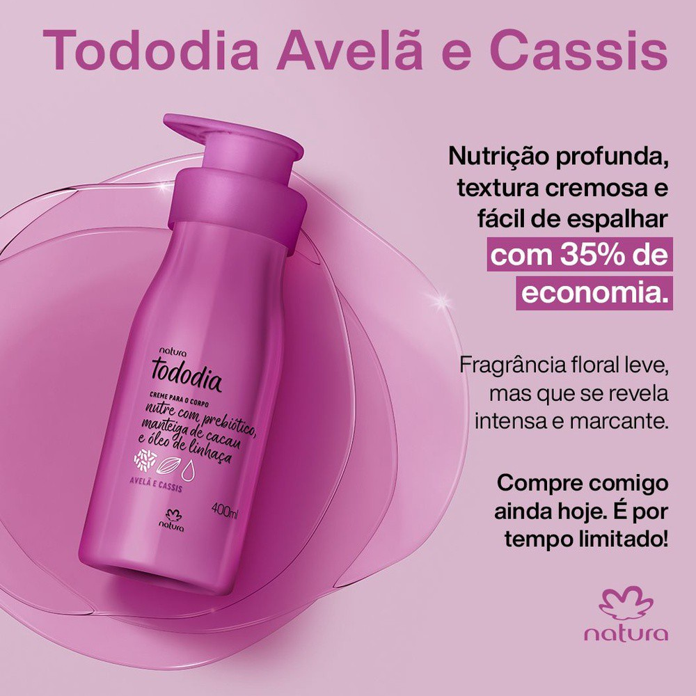 Natura Tododia Creme Para O Corpo Avelã e Cassis - 400ml