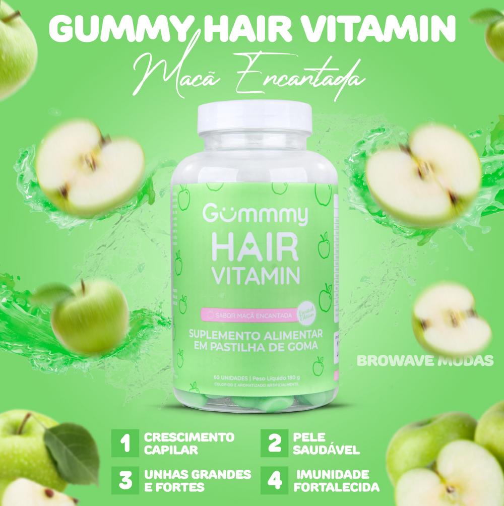 Gummmy Hair Vitamin Sabor Maça Verde -180g