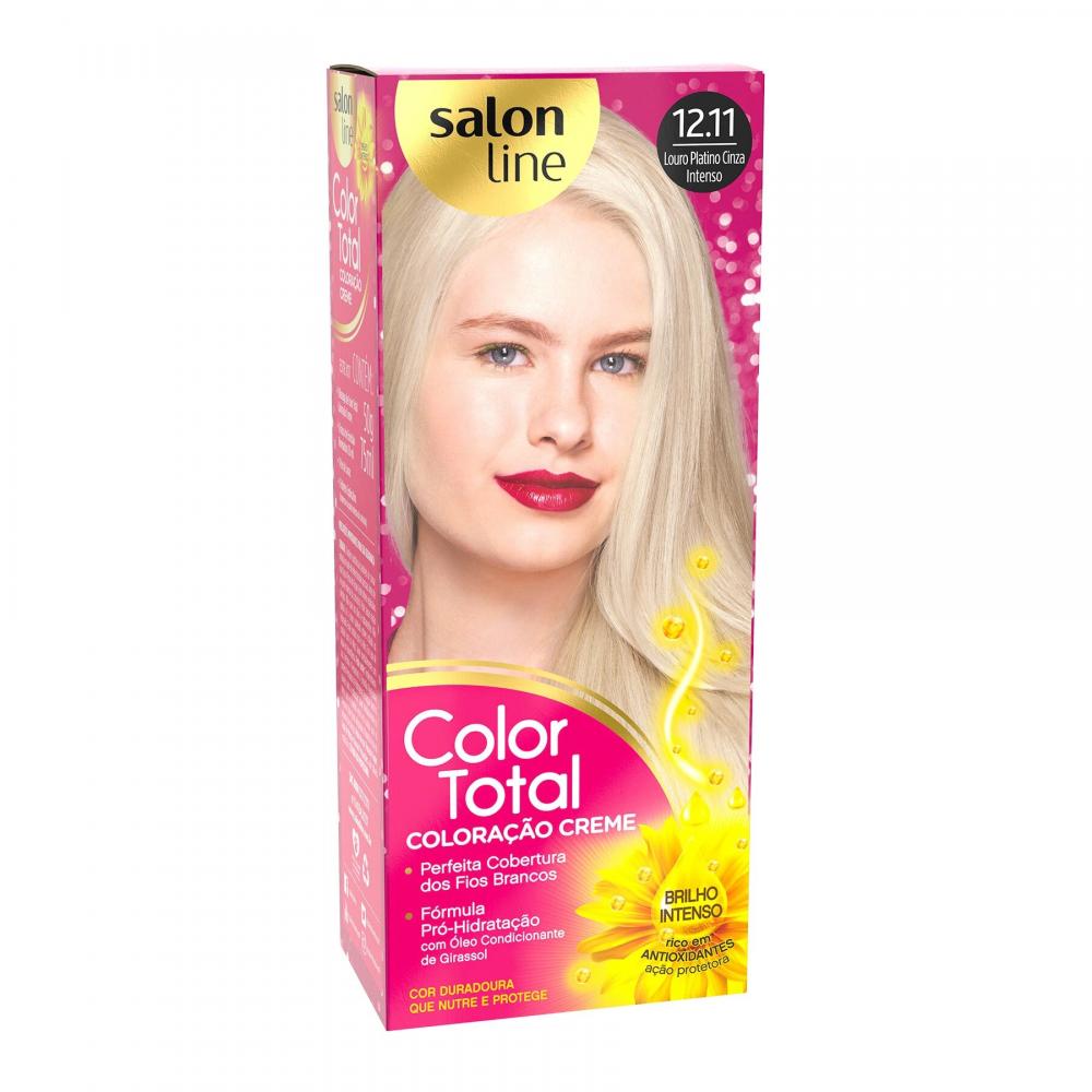 Coloração Creme Color Total 12.11 Louro Platino Cinza Intenso Salon Line