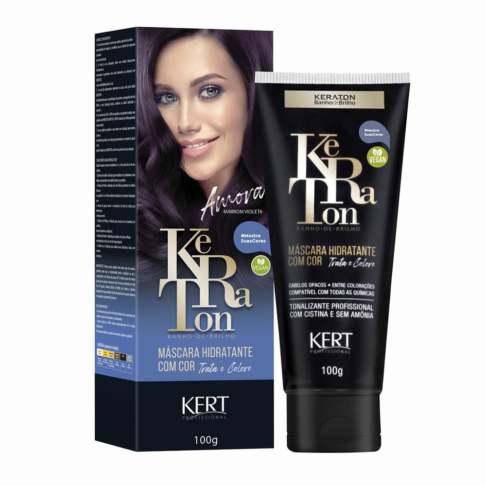 Tonalizante Keraton Banho de Brilho Amora Marrom Arroxeado 100g