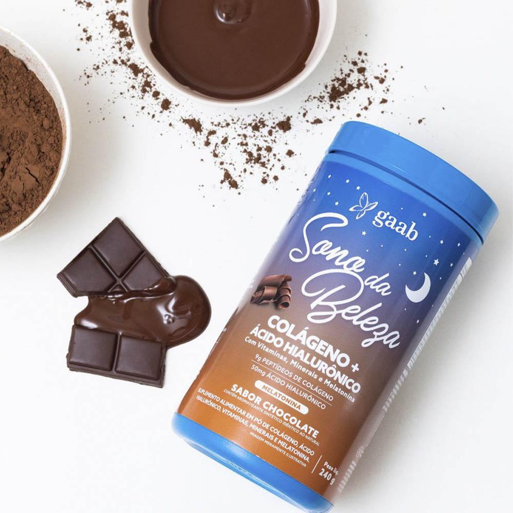 Colágeno Com Ácido Hialurônico Sono da Beleza Chocolate Gaab - 240g