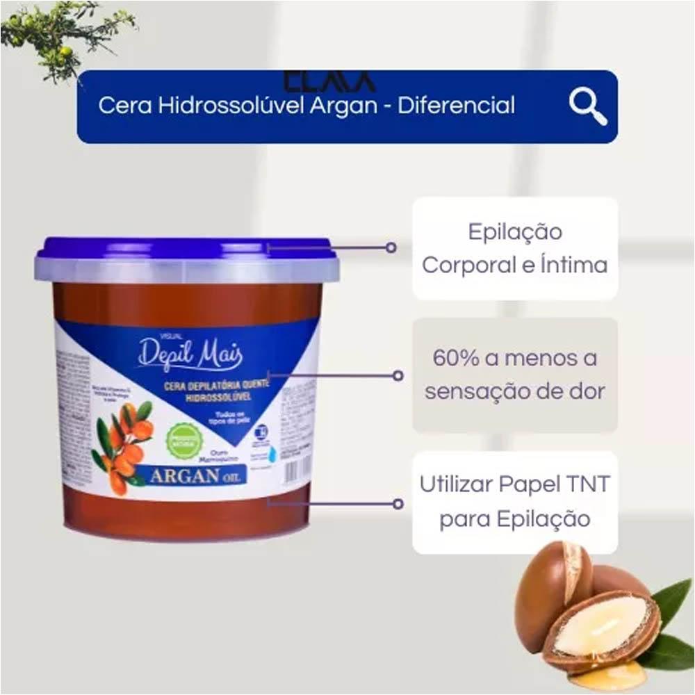 Cera Depilatória Óleo de Argan Visual Depil Mais 600g