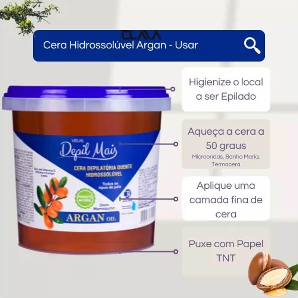 Cera Depilatória Óleo de Argan Visual Depil Mais 600g