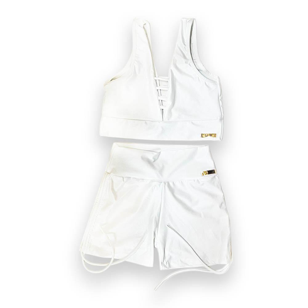 Conjunto Short Fitness Branco