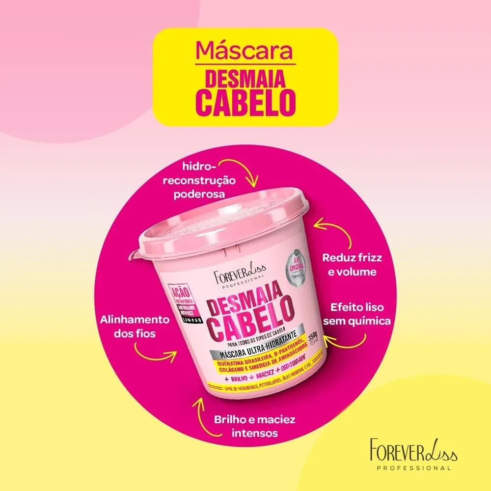Máscara Ultra Hidratante Desmaia Cabelo Forever Liss 350g